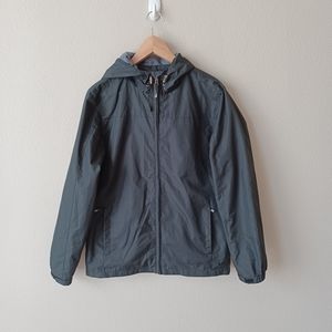 Black Waterproof Hooded Lightweight Rain Jacket Size L